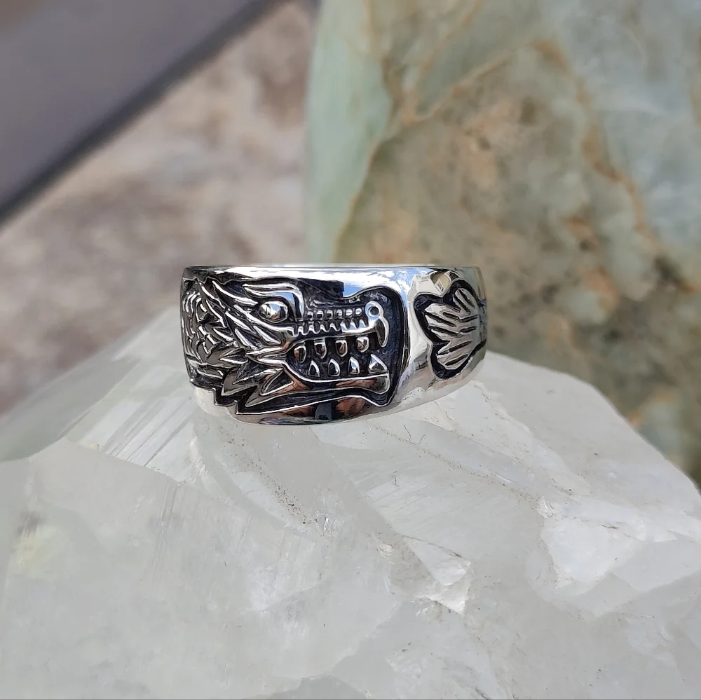 Sterling Silver Dragon Ring, size 11 - Picture 8 of 9